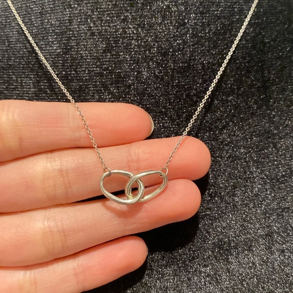 Tiffany & Co. Necklace Elsa Peretti Double Loop Pendant Necklace Silver … - Picture 3 of 8